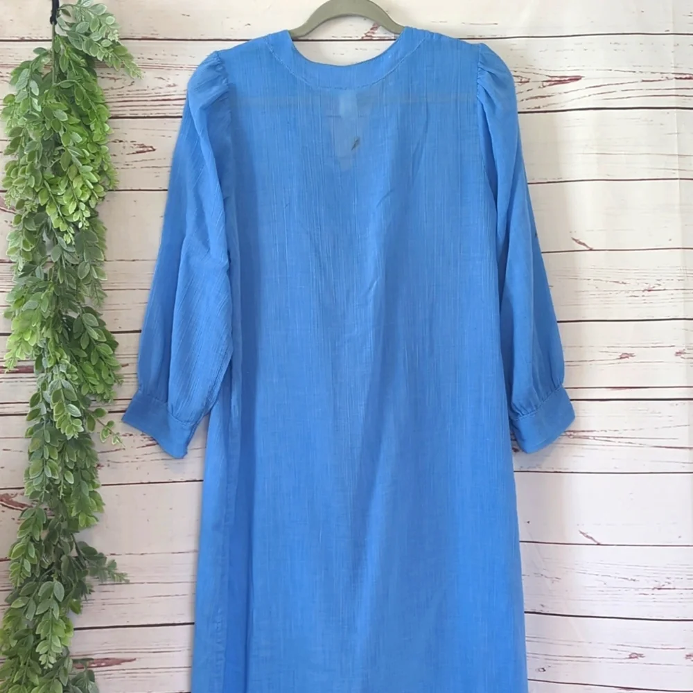 Vintage Trillium‎ Nightgown 50's Blue Sheer Prairie Union Made Cottagecore Small